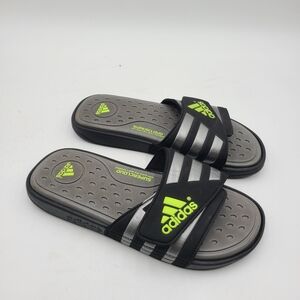 B2 Adidas Supercloud Slides Mens US 8 Black Gray Neon Green Comfort Sandals Soft